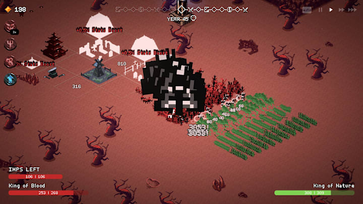 9 Kings screenshot of massive demons attacking an army.