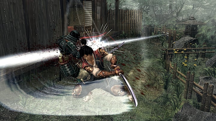 Jubei slashes and enemy.