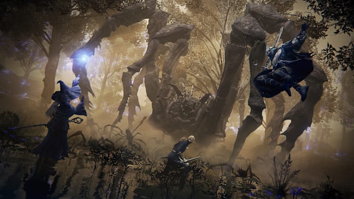 Warriors battle a giant spider