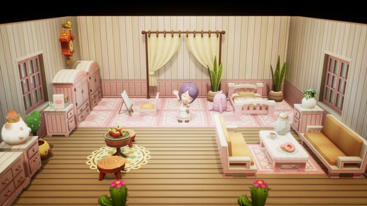 A girl in a large decorated home.