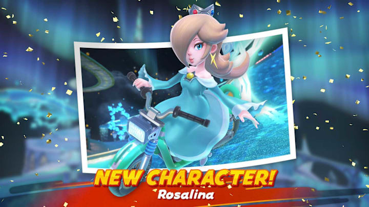 Rosalina on a polariod of a track, indicating she has been unlocked in Mario Kart World