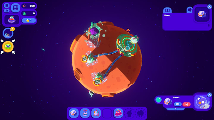 Star Birds screenshot of an asteroid that's being mined.