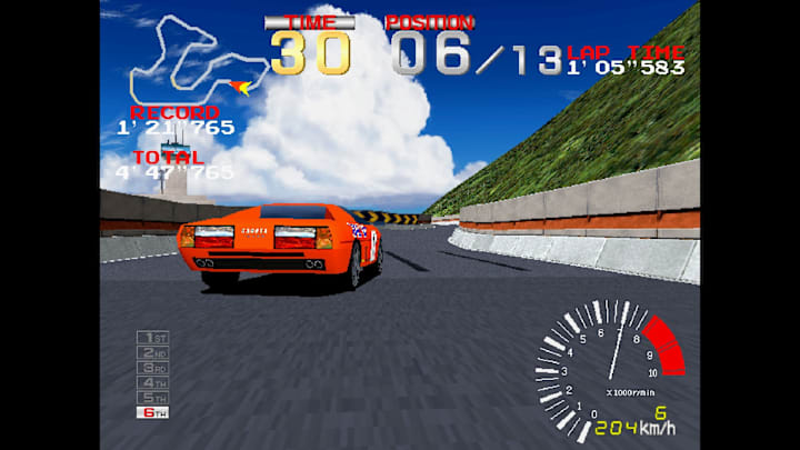 Arcade Archives 2 Ridge Racer an orange car on a road