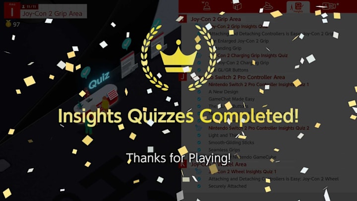 Nintendo Switch 2 Welcome Tour quiz completion screen Nintendo Switch 2 Welcome Tour quiz completion screen