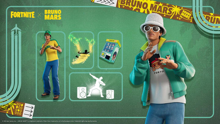 Bruno Mars in Fortnite with a couple of variations