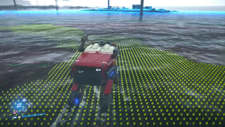 Death Stranding 2, a vehicle drives through tar