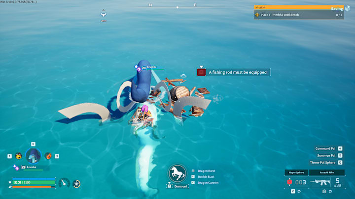 Riding on a Pal in the ocean next to some debris