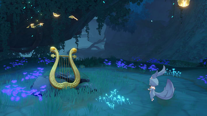 Honkai: Star Rail screenshot of a lyre and a fairy.