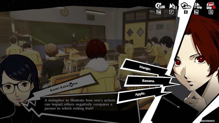 Answering a question in a classroom in P5X