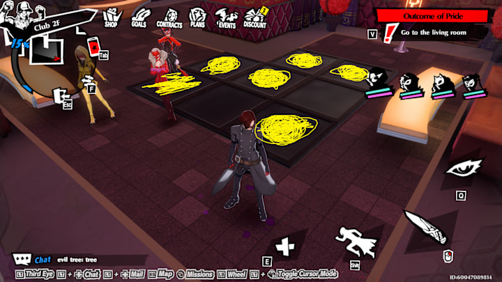 A grid with tiles coloured in to  show what should be activated.
