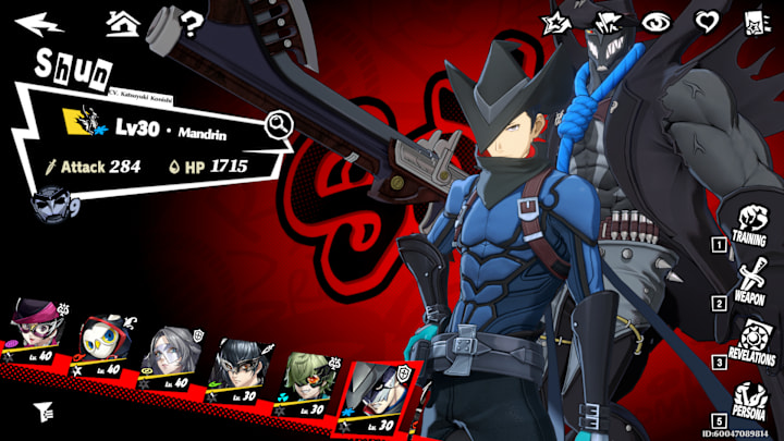 Soy in the character selection screen.