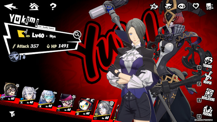 Yuki in the character selection screen.