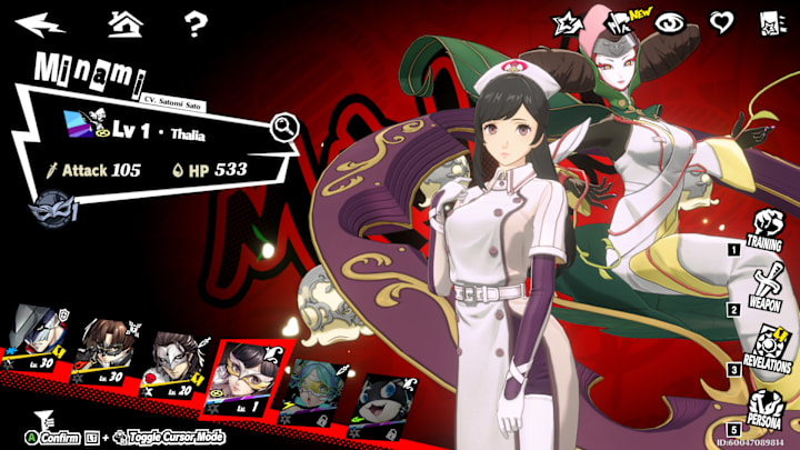 Mirian in the character select screen.