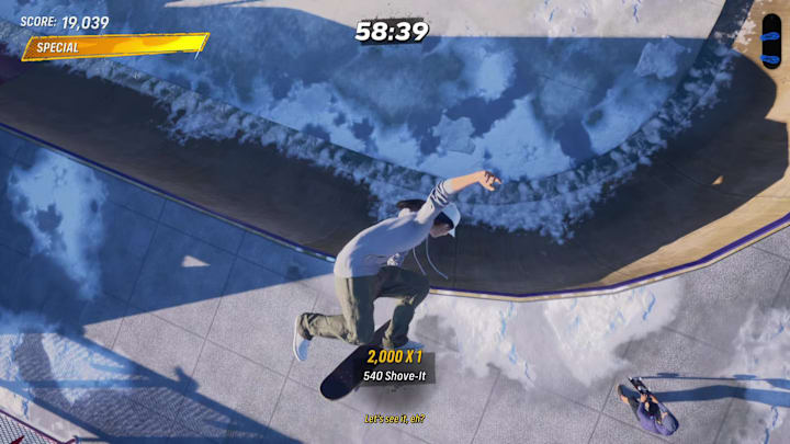 A player impressing a skater in a skate park by pulling off a sick trick in Canada in Tony Hawk's Pro Skater 3+4