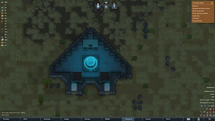 RimWorld Odyssey screenshot of a gravship.