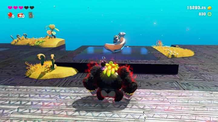 A silver banana on a small platform atop the maze's roof.