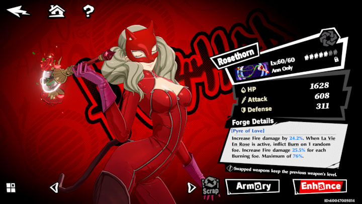 Panther holding up her Rosethron whip.