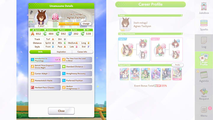 Umamusume Agnes Tachyon screenshot.