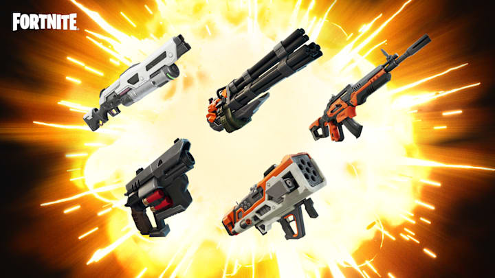 A selection of different weapons being added to Fortnite this season.