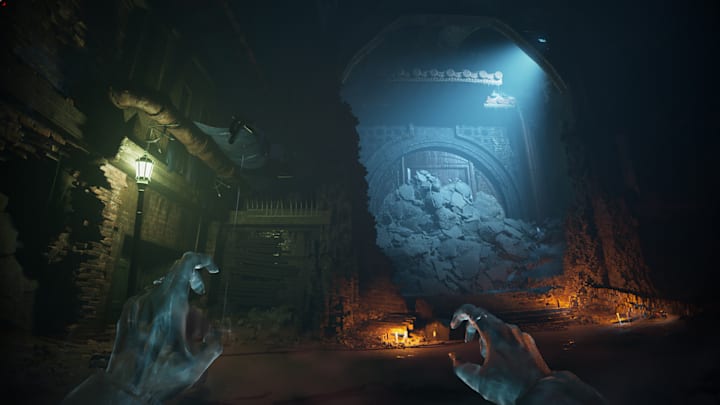 Vampire: The Masquerade - Bloodlines 2 screenshot of a vampire stalking an underground area.