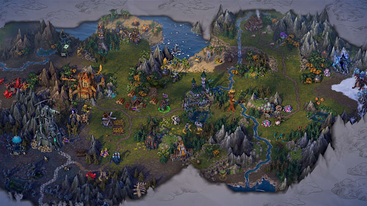 Heroes of Might and Magic: Olden Era world map screenshot.