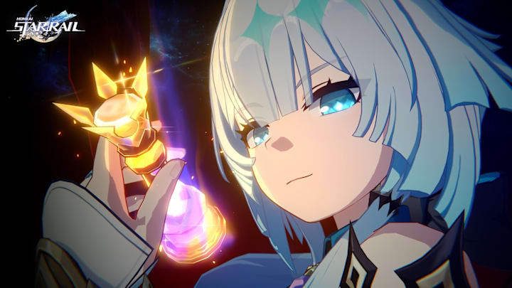 Honkai: Star Rail Cerydra screenshot showing her contemplating a chess piece.