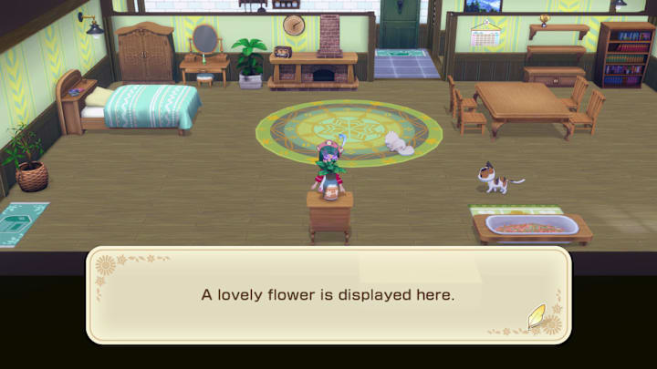 Observing a lovely flower in a vase in the player's house.