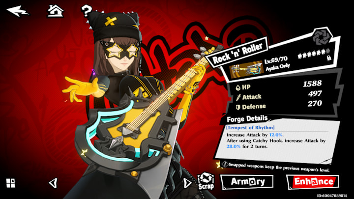 Chord holding a guitar with a blade on the bottom, like an axe.