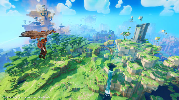 Farever screenshot of an adventurer using a glider.