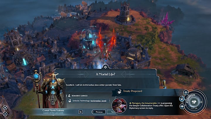 Endless Legend 2 screenshot showing overlapping pop-ups.