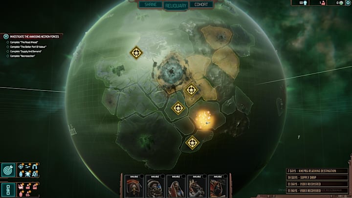 Warhammer 40,000: Mechanicus 2 planet map screenshot.