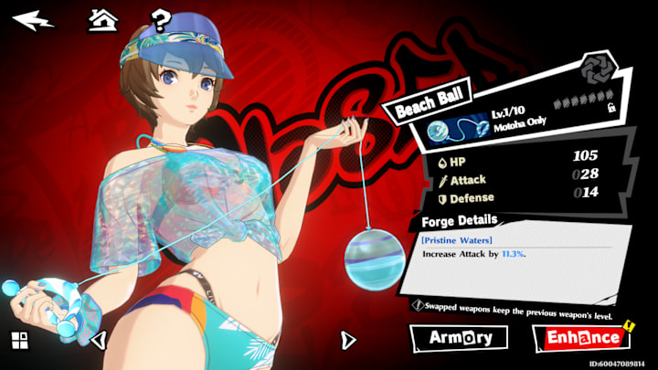 Closer holding her ball and chain weapon.