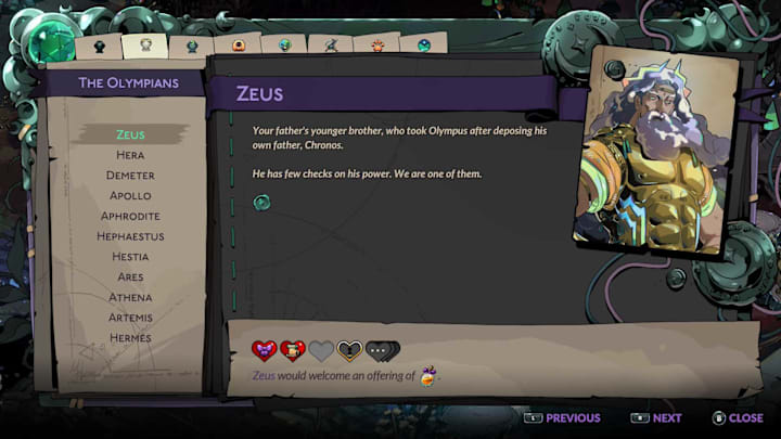 Zeus character summary