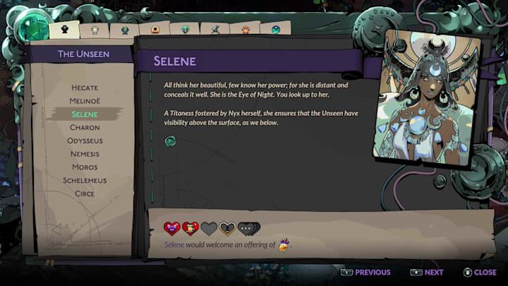 Selene character summary