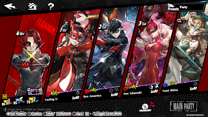 Wonder, Rin, Joker, Panther, and Phoebe in a team.