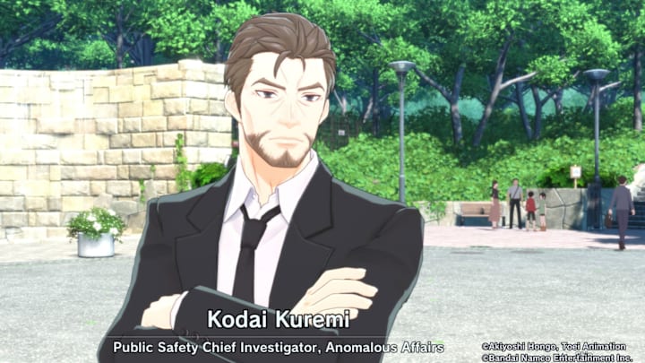 Kodai Kuremi with his arms crossed, with his name and job title splashed at the bottom of the screen