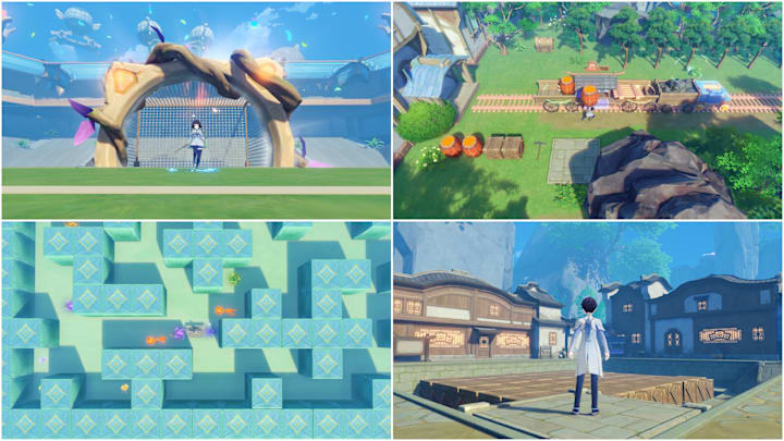 Genshin Impact Miliastra Wonderland stage collage.