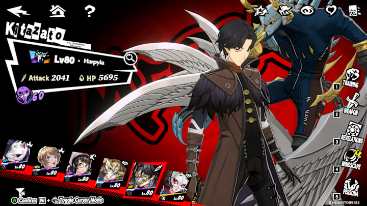 Messa in the character selection menu.