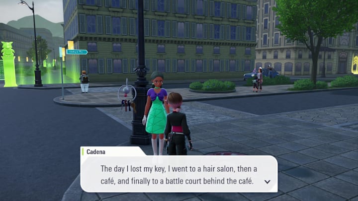 Cadena telling the player where she lost her key in Pokemon Legends Z-A