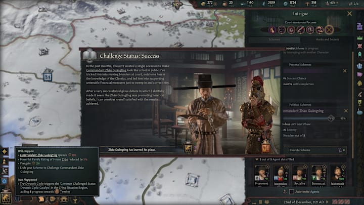 CK3 All Under Heaven screenshot of a successful intrigue.