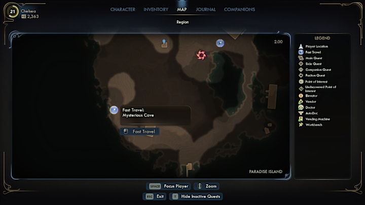 A map of Paradise Island