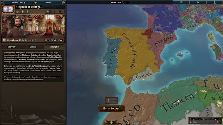 EU5 screenshot of Portugal.