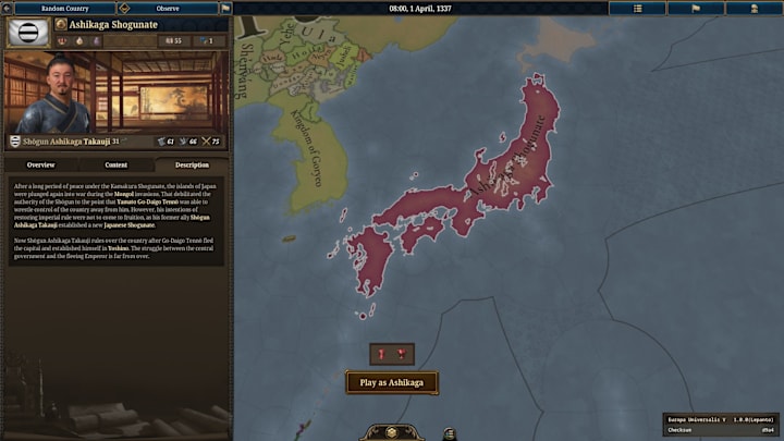 EU5 Ashikaga Shogunate screenshow.