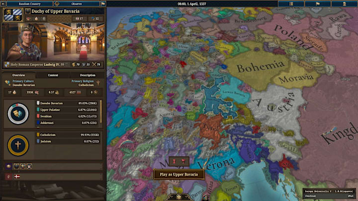 EU5 screenshot of Upper Bavaria.