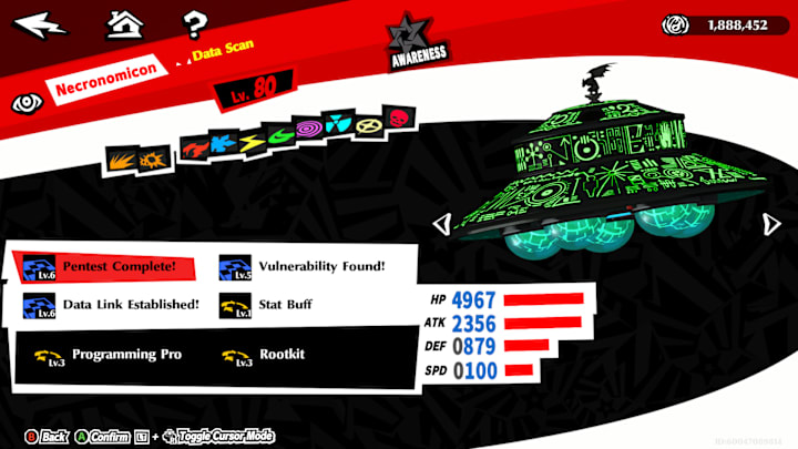 Necronomicon, a Persona shaped like a UFO.