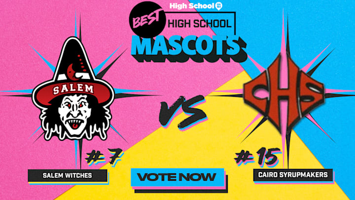 The Salem Witches (Massachusetts) take on the Cairo Syrupmakers (Georgia) in Round 2 of our national high school mascot tournament. The Salem Witches (Massachusetts) take on the Cairo Syrupmakers (Georgia) in Round 2 of our national high school mascot tournament.