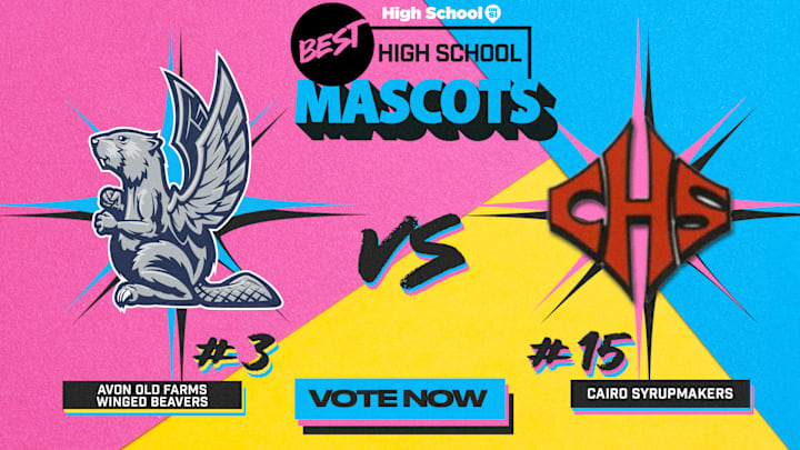 The Avon Old Farms Winged Beavers (Connecticut) take on the Cairo Syrupmakers (Georgia) in the Sweet 16 of our national high school mascot bracket.