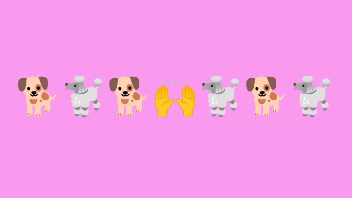 Puppy emojis against pink background