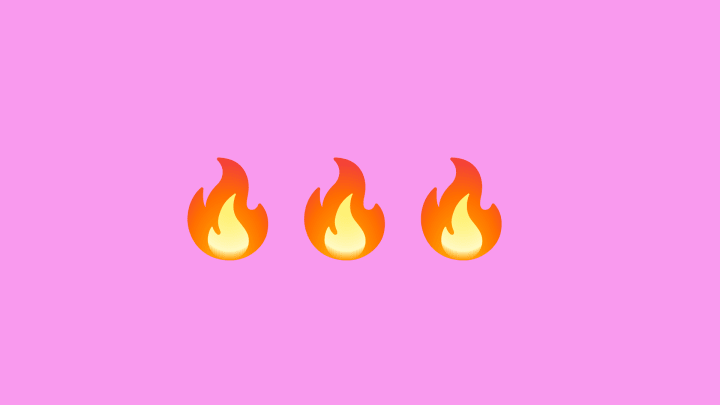 flame emojis against pink background