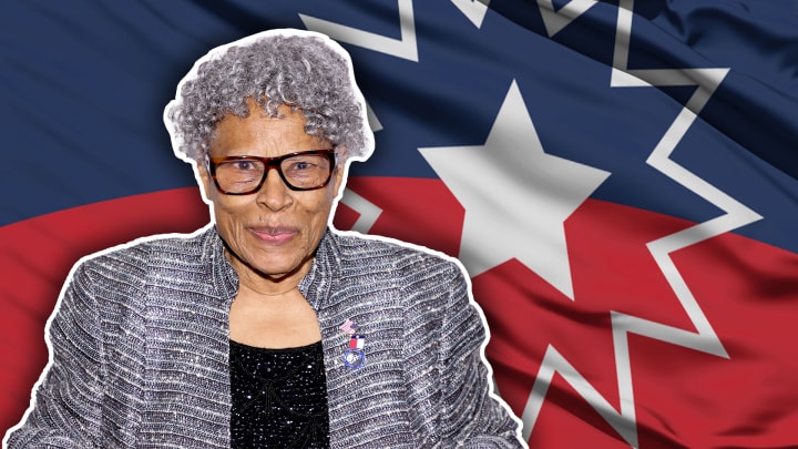 Opal Lee and the Juneteenth flag.